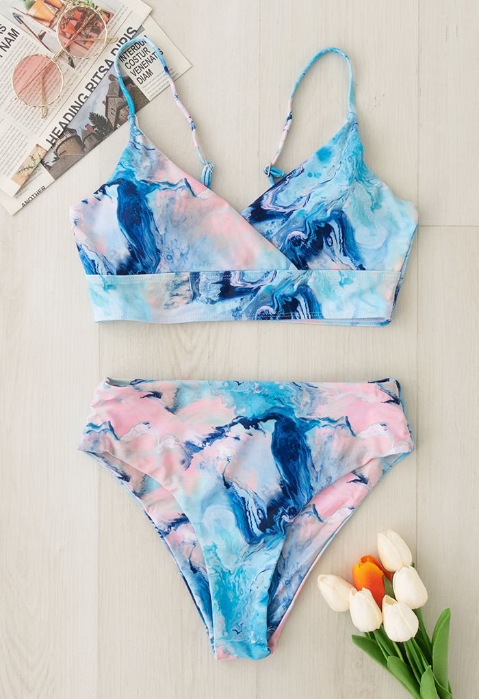 Retro Oil Painting Cami Bikini Set