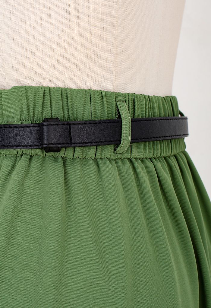 High Waist Panelled Flare Midi Skirt