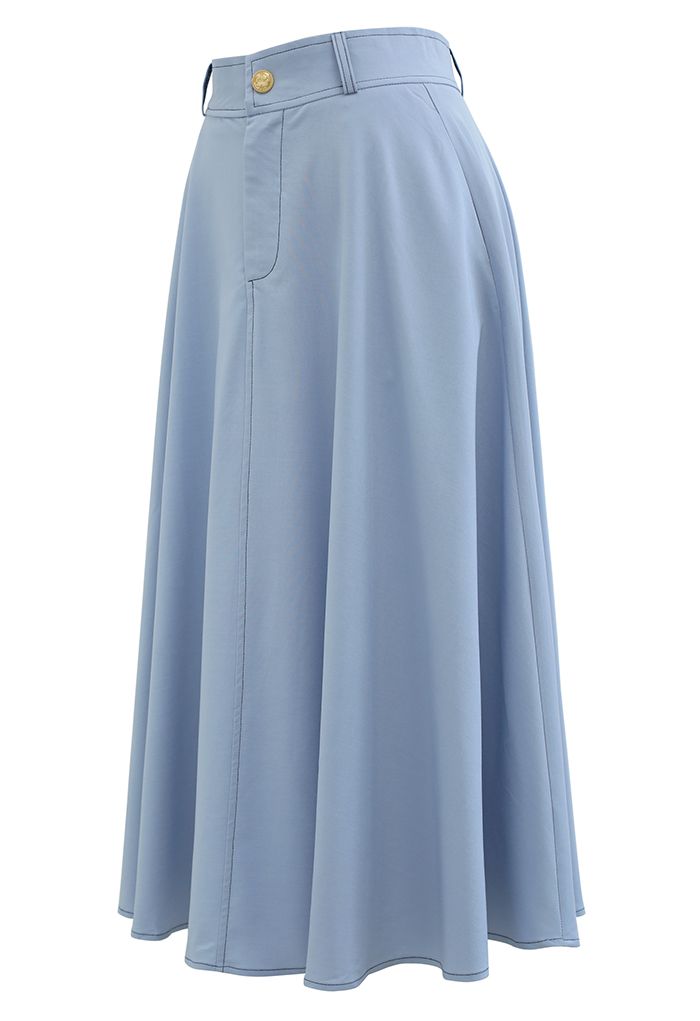 Side Pocket Stitches Flare Skirt in Sky Blue - Retro, Indie and Unique ...