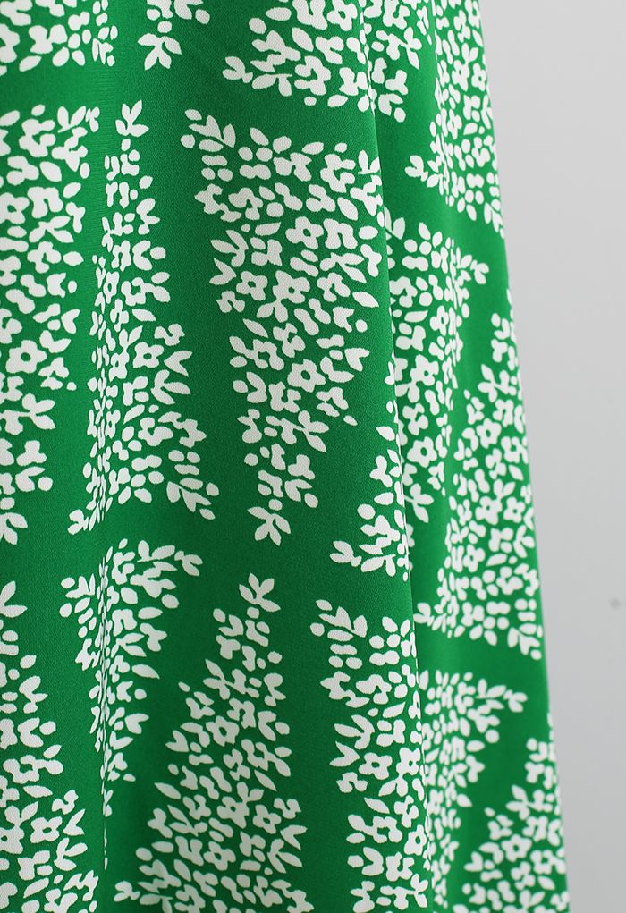 Floret Block Green Midi Skirt - Retro, Indie and Unique Fashion