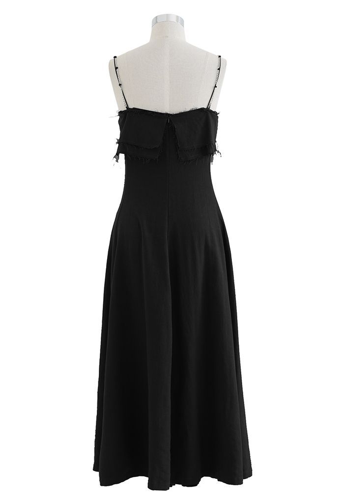 Double Straps Flap Linen Cami Dress in Black - Retro, Indie and Unique ...