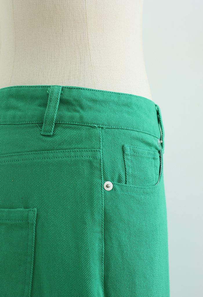Retro Green Straight Leg Crop Jeans