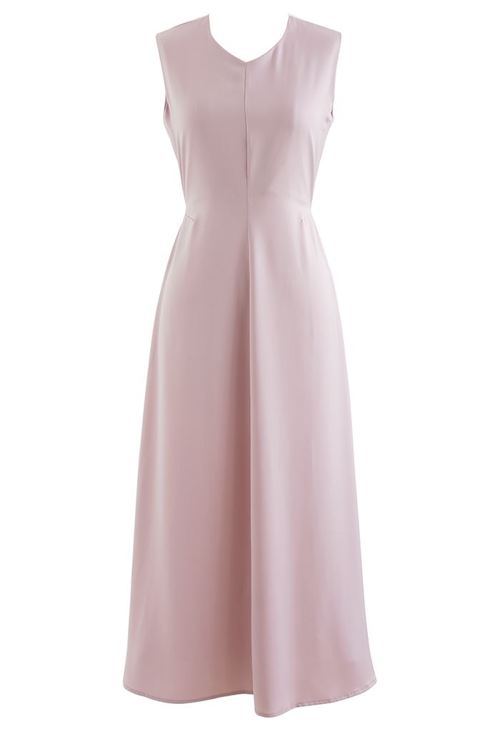 Drawstring Open Back Satin Midi Dress in Dusty Pink - Retro, Indie and ...
