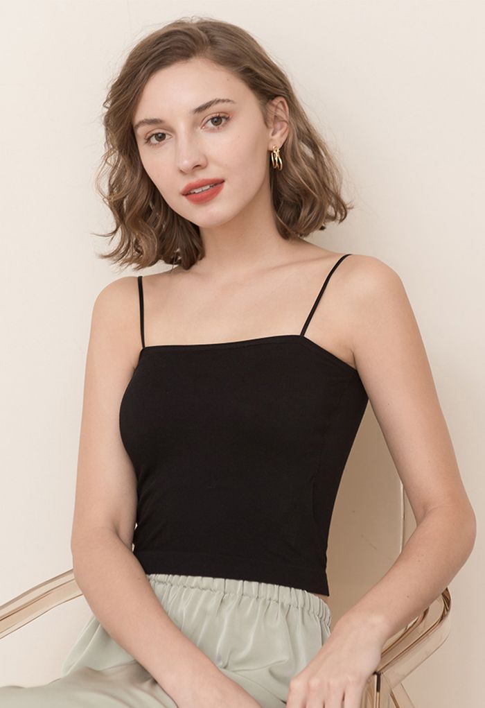 Built-in-Bra Comfy Tank Top in Black - Retro, Indie and Unique Fashion