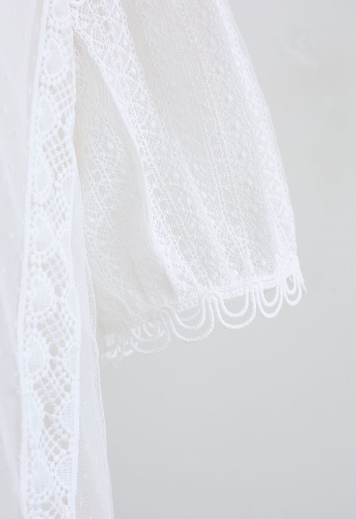 Heart Crochet Lace Top in White