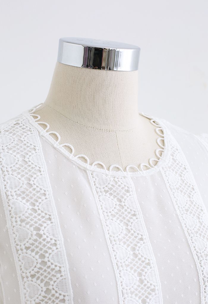Heart Crochet Lace Top in White