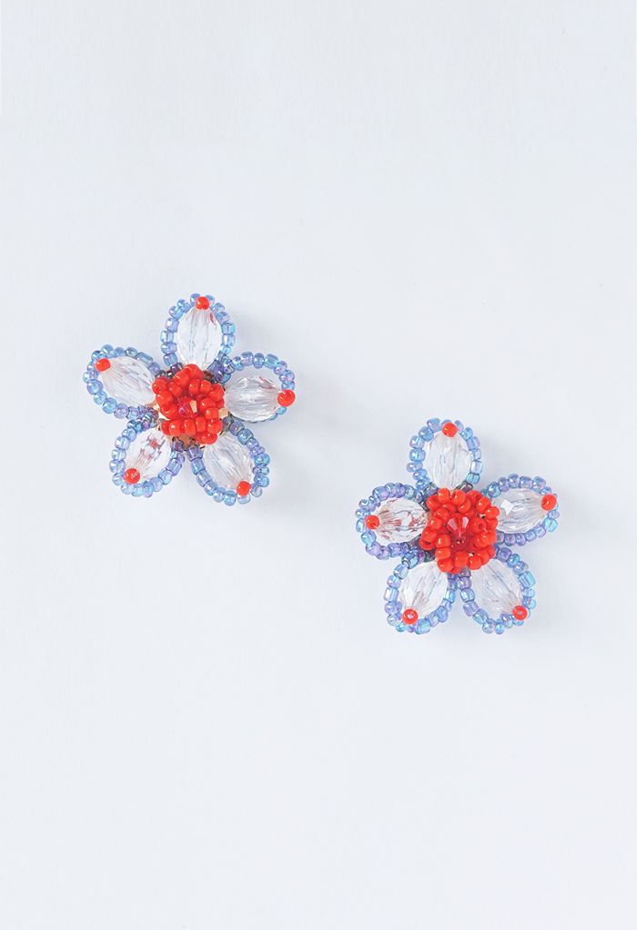 Summer Flower Beaded Stud Earrings