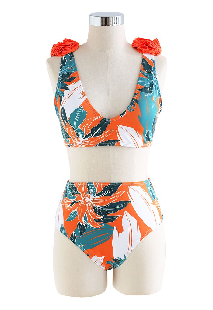 Tropical Vibe Floral Bikini Set with Sarong