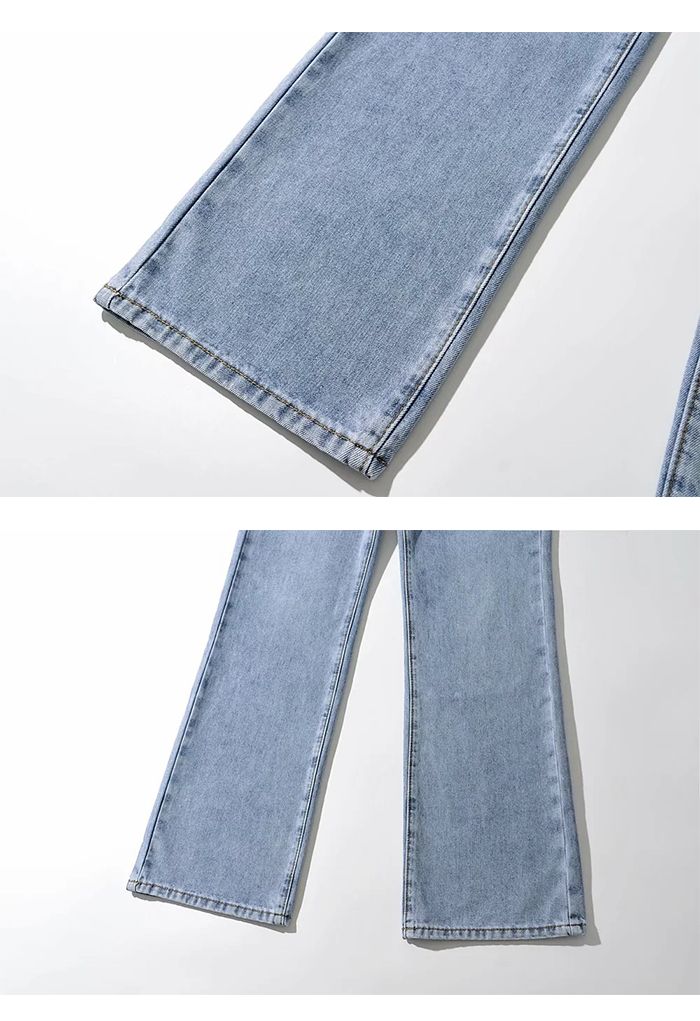 Stylish High Waist Straight Leg Jeans in Blue