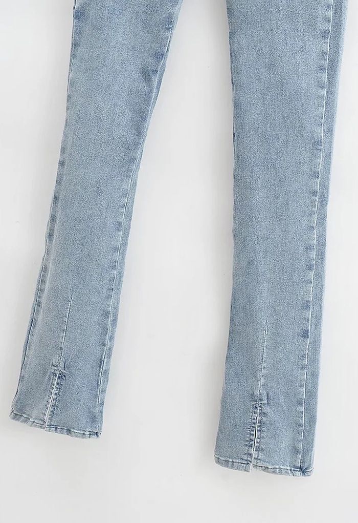 Cutout Drawstring Slit Skinny Jeans