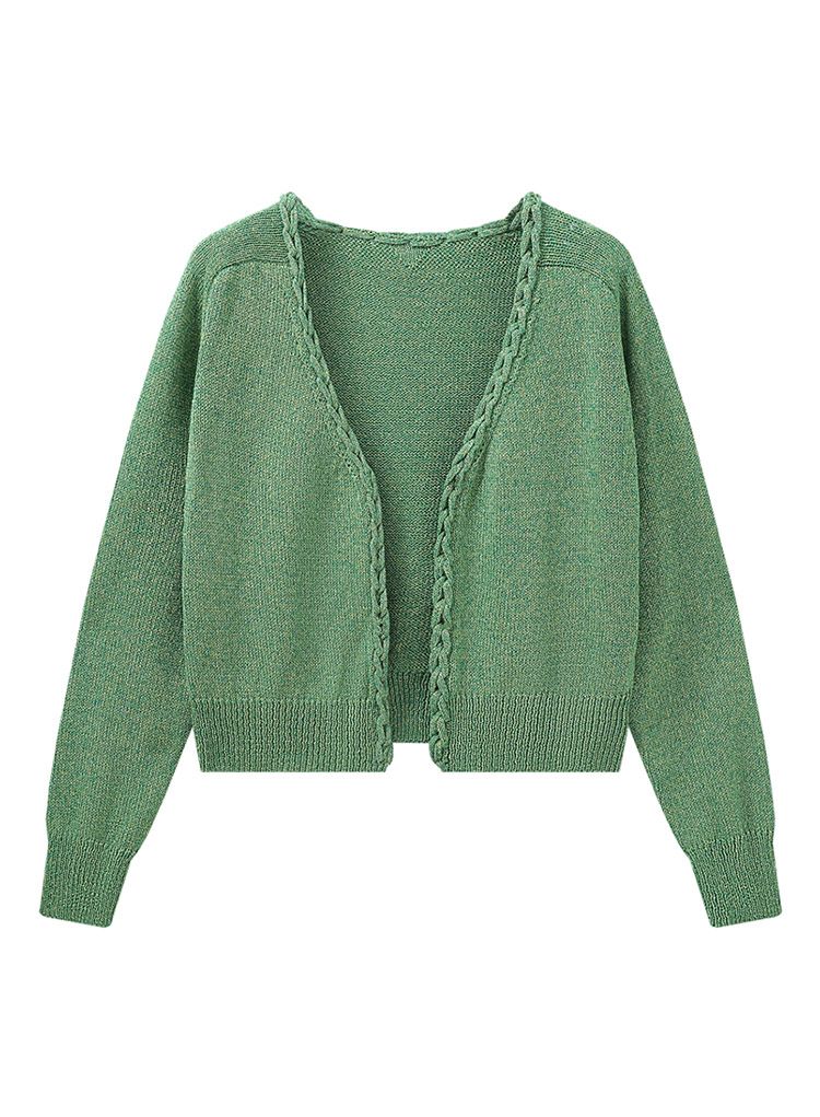 Braided Open Front Knit Cardigan