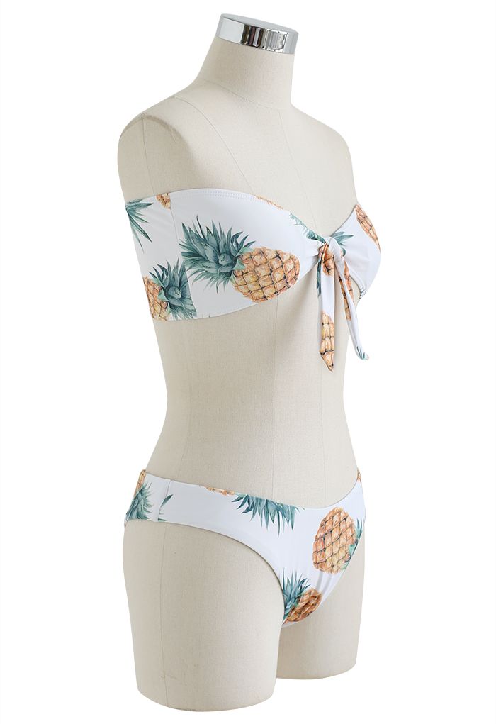 Pineapple Print Strapless Bikini Set