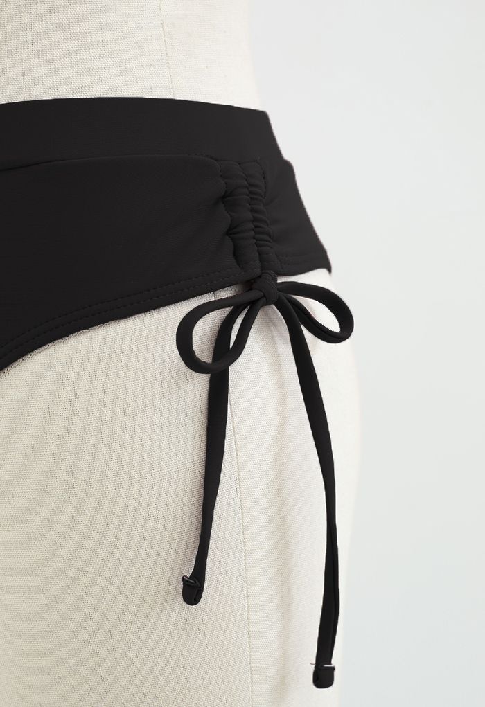 Seashell Shaped Drawstring Bikini Set in Black