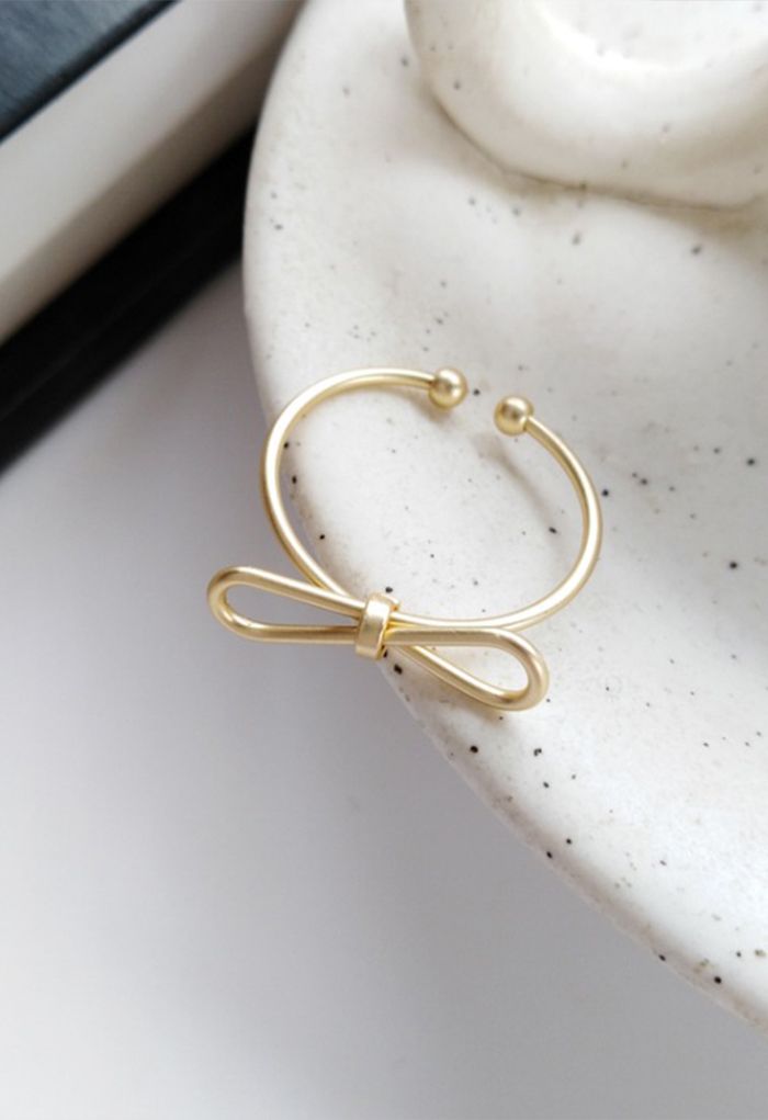 Simple Bowknot Matte Open Ring