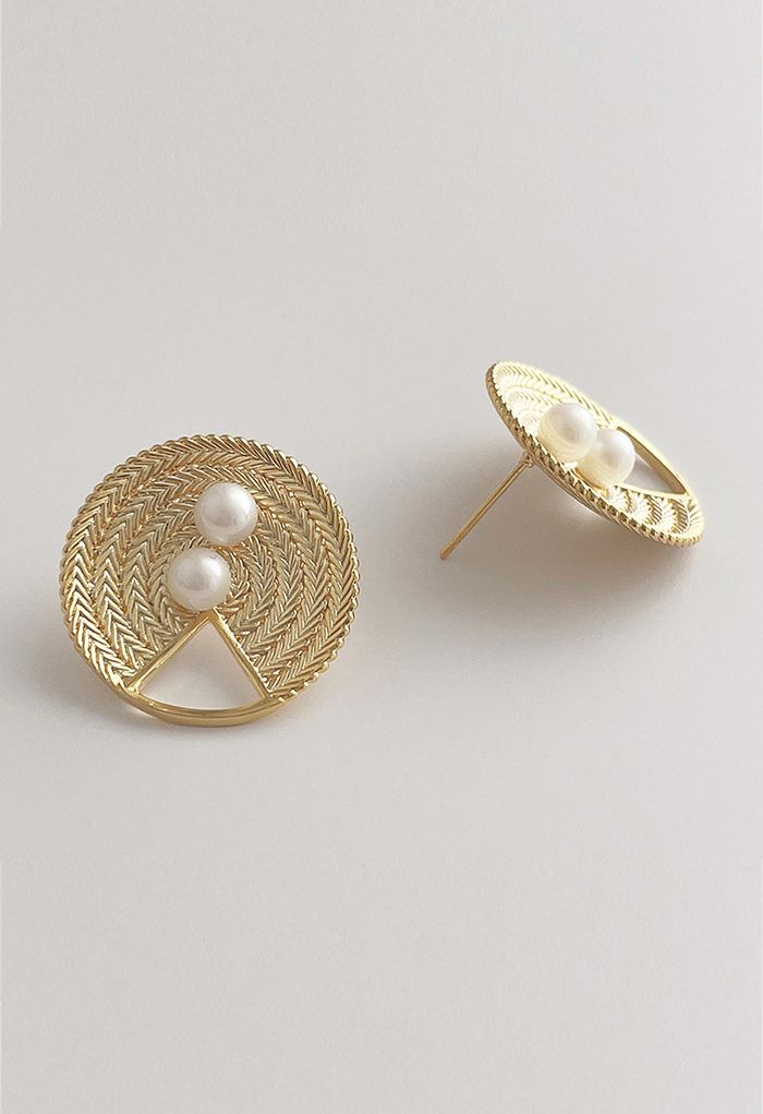 Golden Braided Pearly Earrings