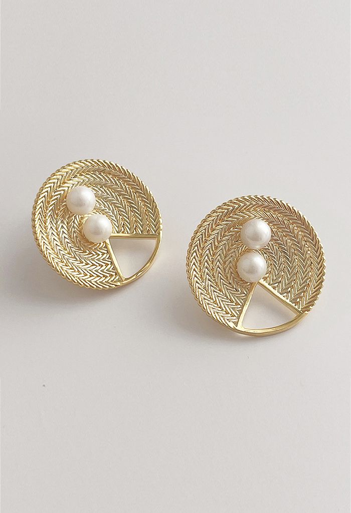 Golden Braided Pearly Earrings
