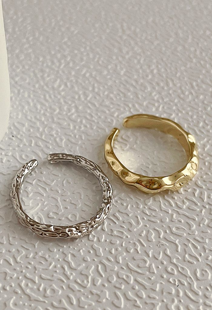 Two-Piece Embossed Texture Open Ring
