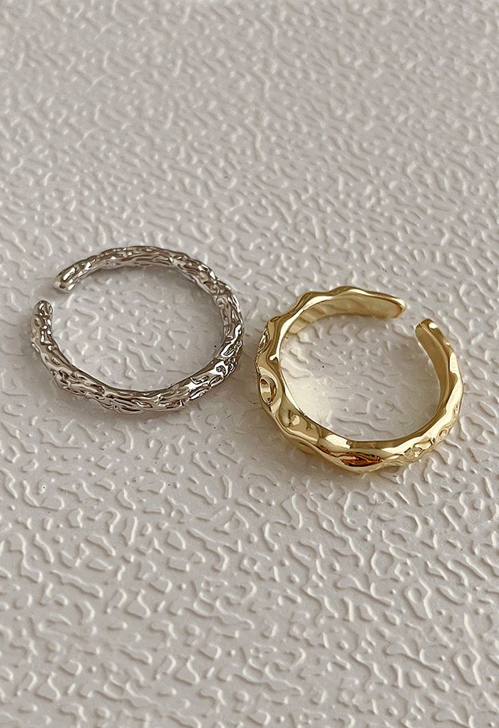Two-Piece Embossed Texture Open Ring