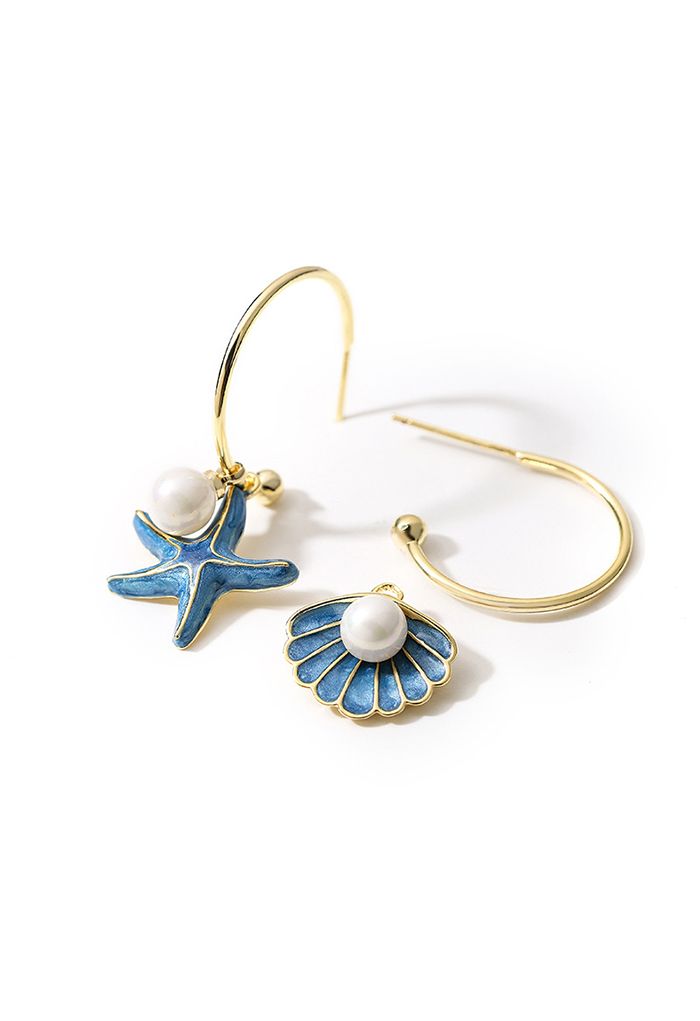 Starfish and Shell Hook Earrings