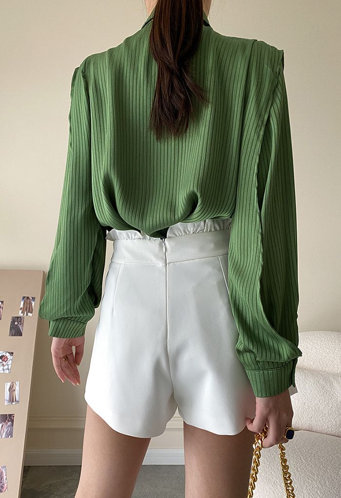 Pearly Collar Satin Buttoned Shirt - Retro, Indie and Unique Fashion