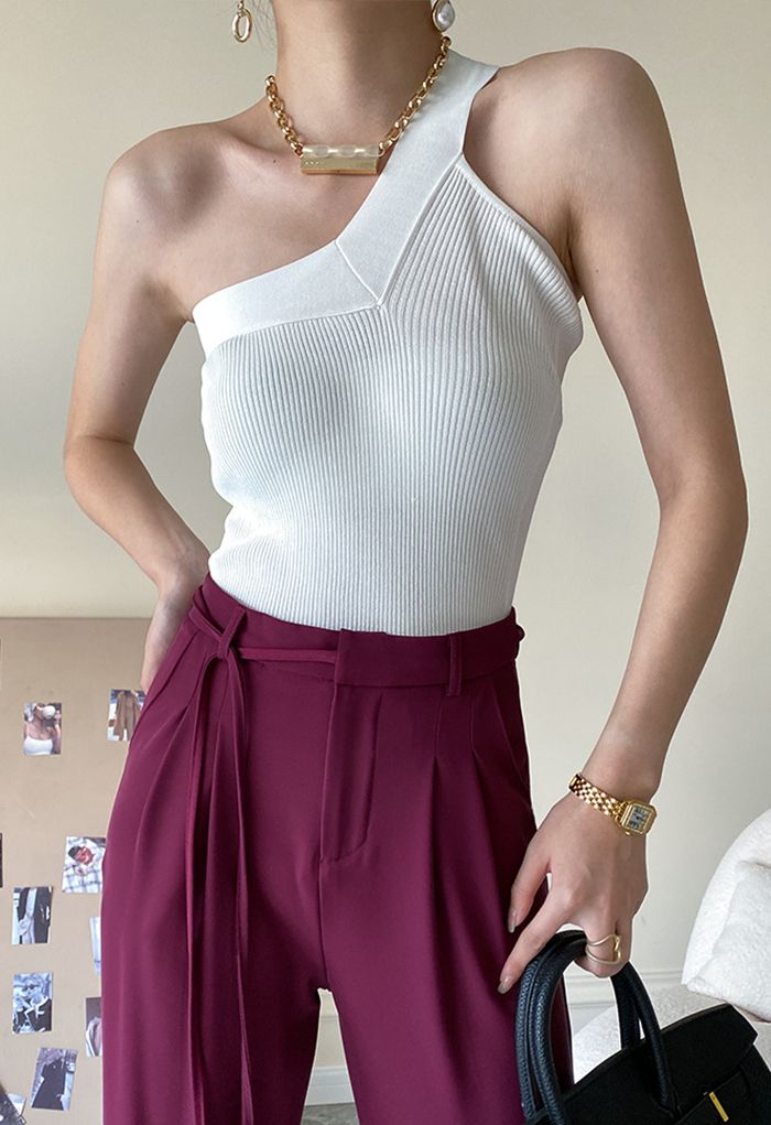 Single Strap Knit Tank Top in White - Retro, Indie and Unique Fashion