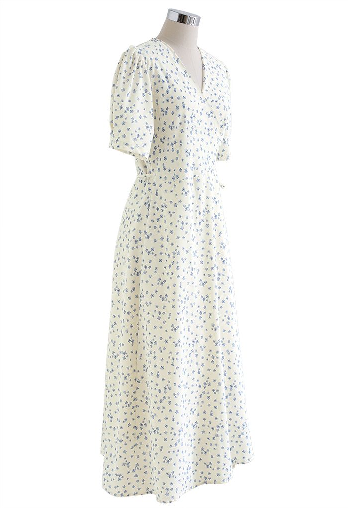 Rambling Floret Tie Waist Wrapped Dress in White - Retro, Indie and ...