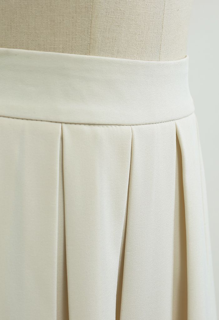 Pastel Candy Front Pleated Midi Skirt in Ivory - Retro, Indie and ...
