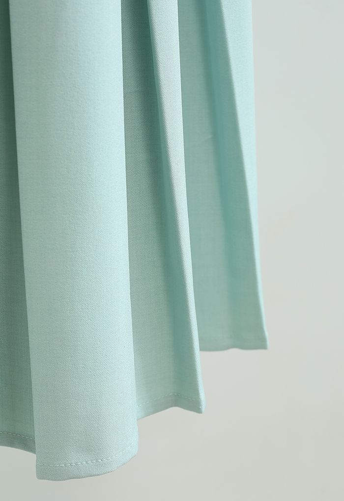 Pastel Candy Front Pleated Midi Skirt in Mint