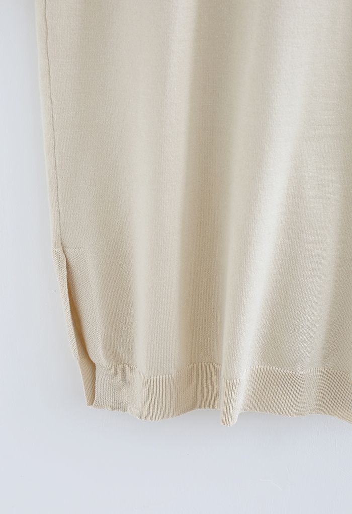 Solid Color Open Front Longline Cardigan in Ivory