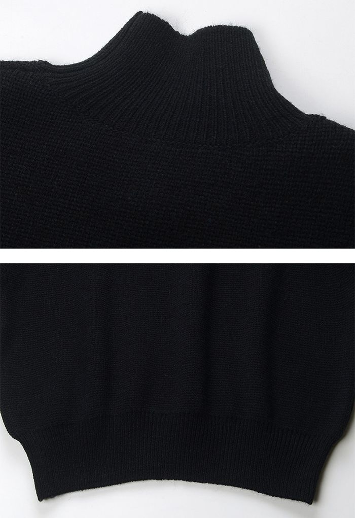 Silver Chain Cutout Black Knit Sweater