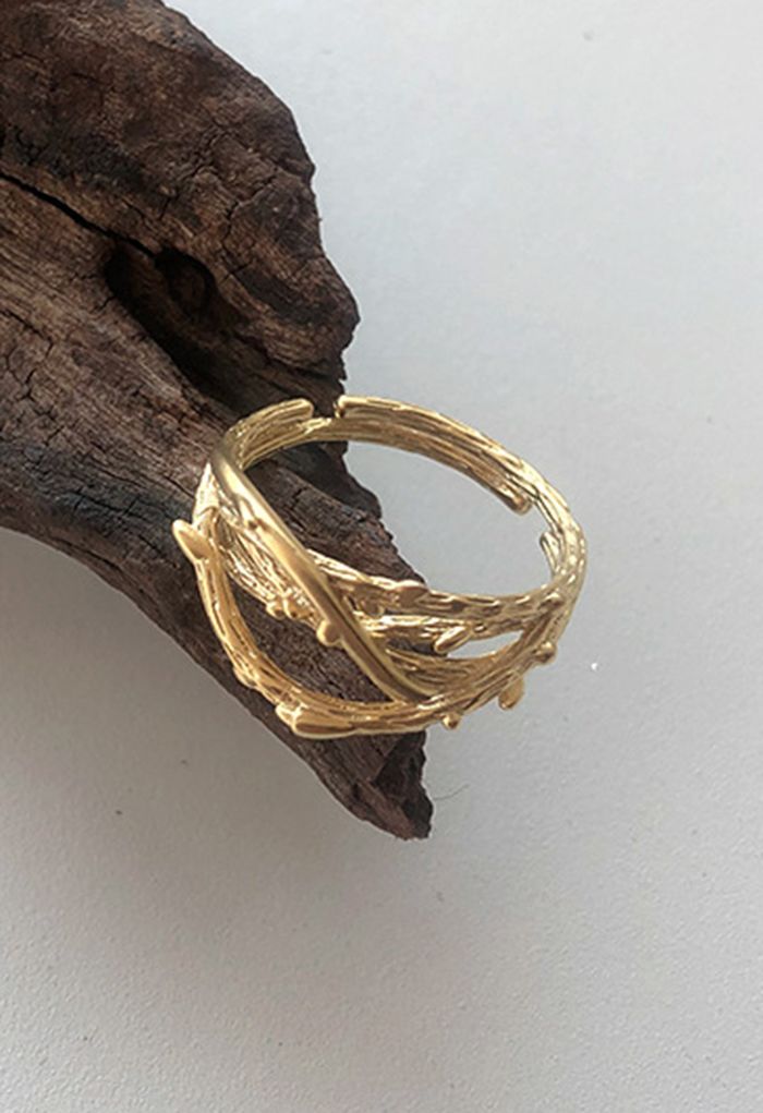 Branch Twined Gold Open Ring