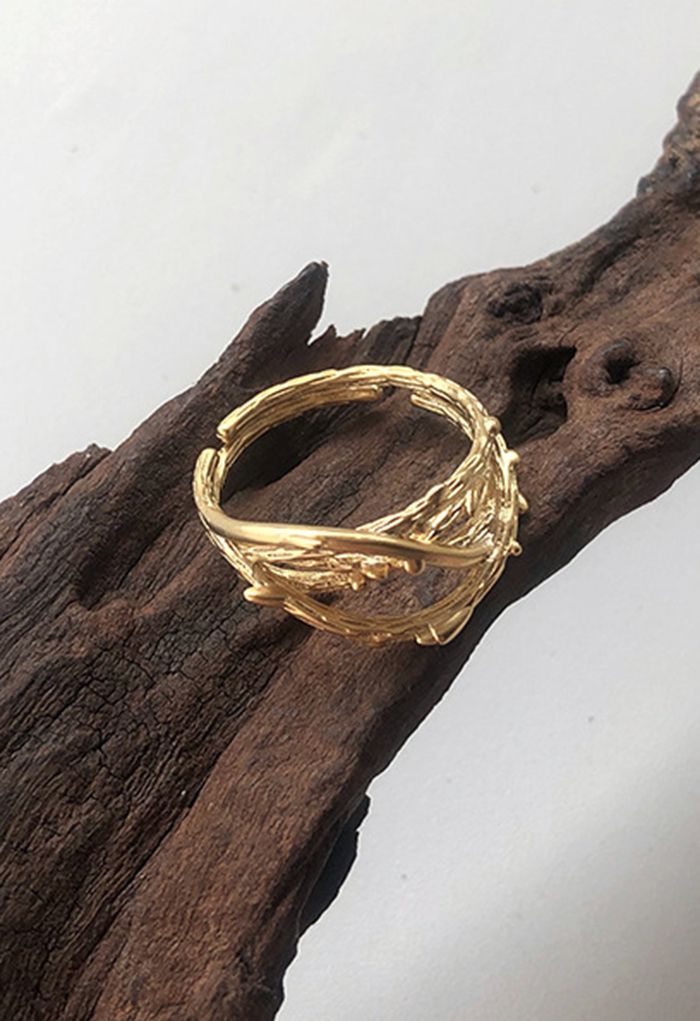 Branch Twined Gold Open Ring
