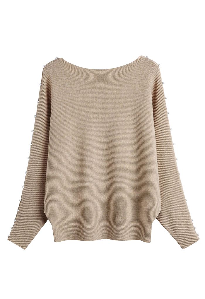 Pearly Batwing Sleeve Knit Sweater in Camel - Retro, Indie and Unique ...