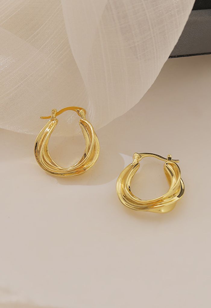Tiered Rounded Gold Earrings - Retro, Indie and Unique Fashion