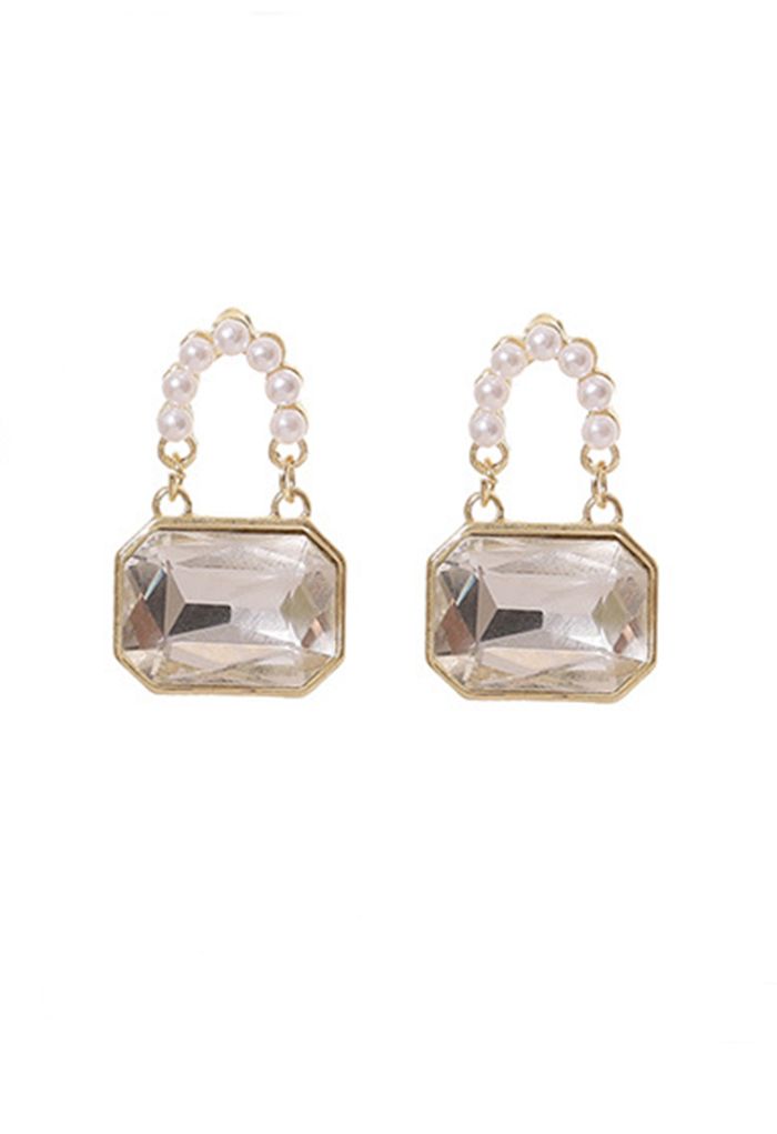 Crystal Lock Pearl Earrings