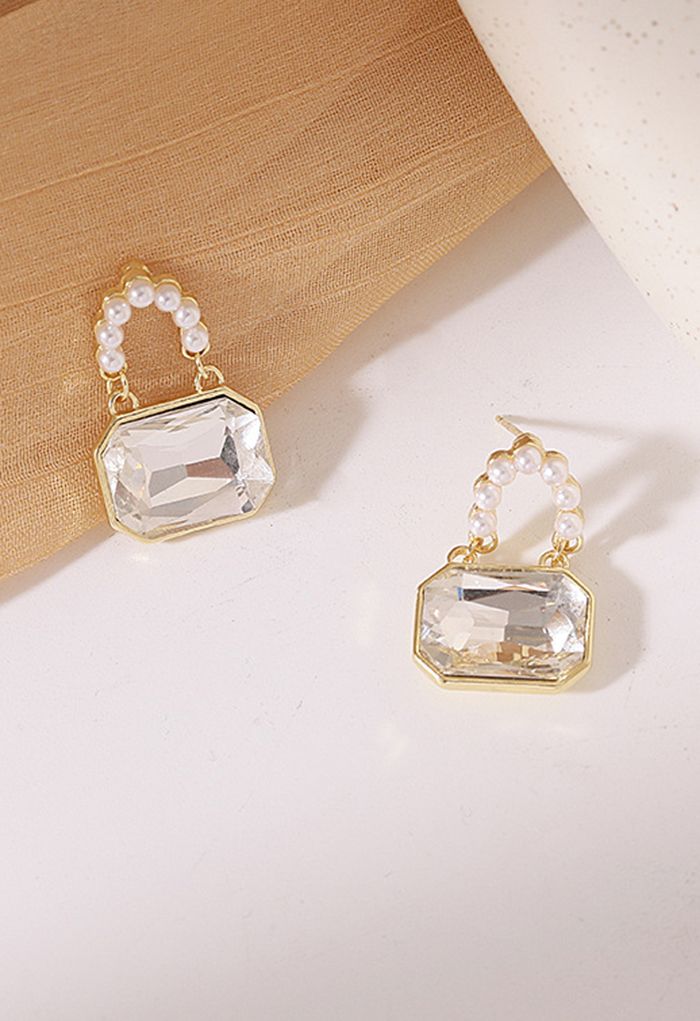Crystal Lock Pearl Earrings