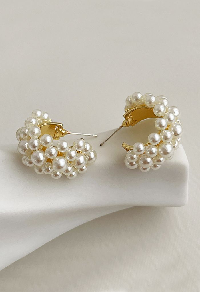 C-Shape Full Pearl Earrings - Retro, Indie and Unique Fashion