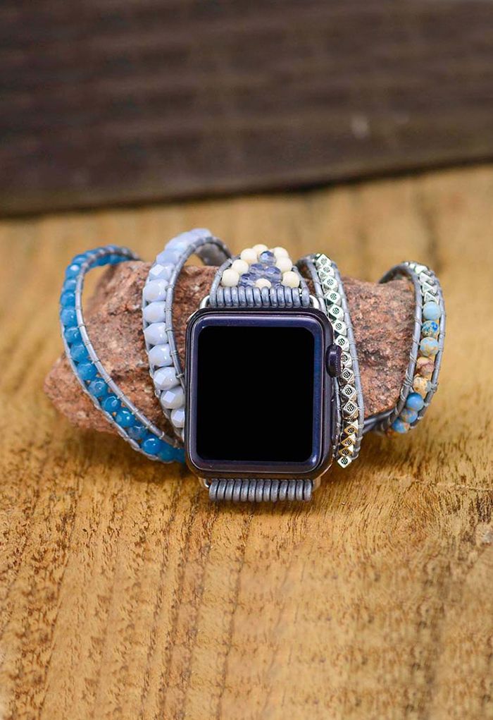 Natural Blue Stones Twined Watch Strap