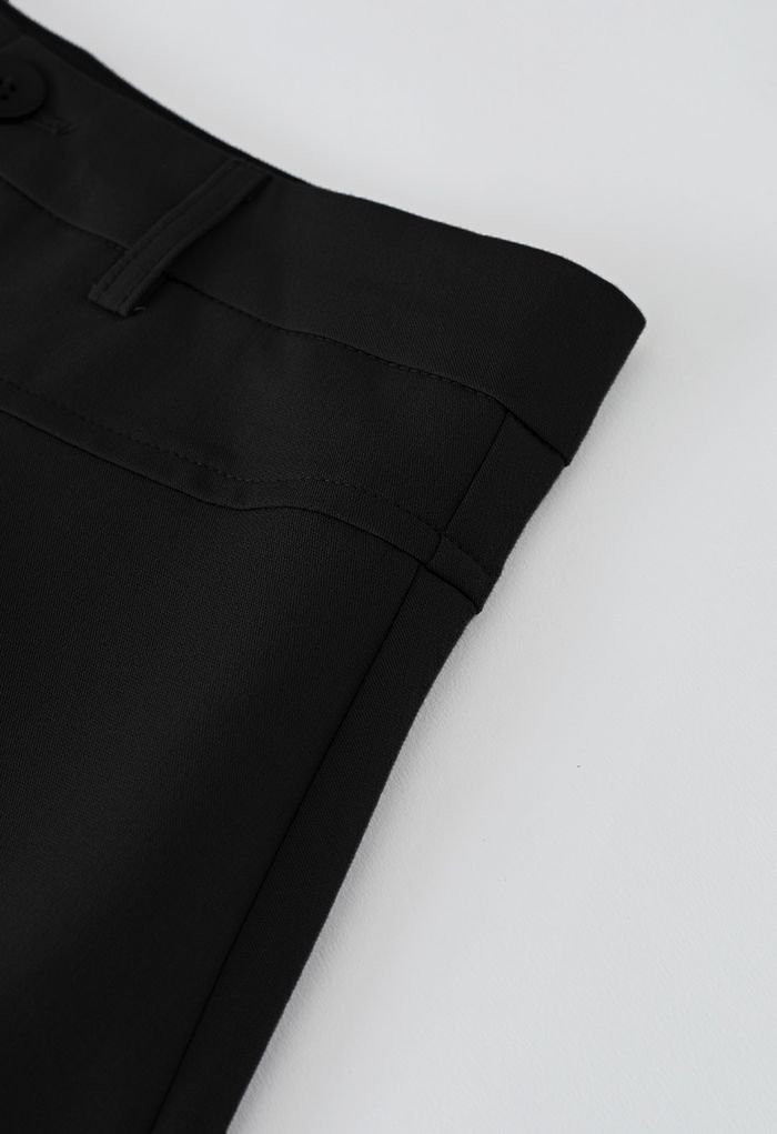 High-End Flare Hem Midi Skirt in Black