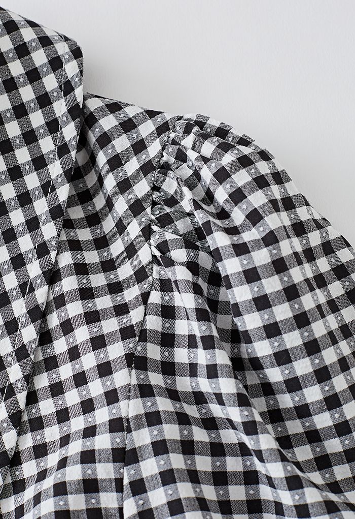 Gingham Twist Front Chiffon Cropped Shirt in Black - Retro, Indie and ...