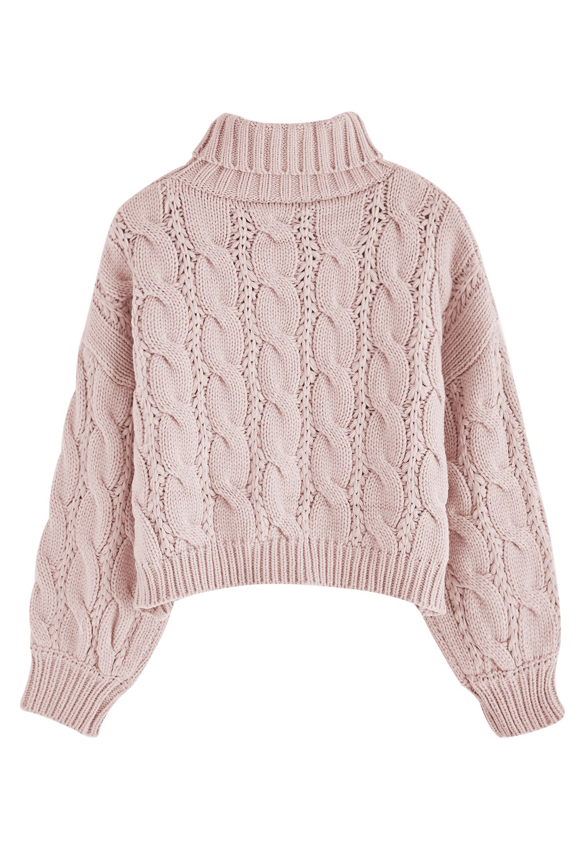 Turtleneck Braid Knit Crop Sweater in Pink - Retro, Indie and Unique ...