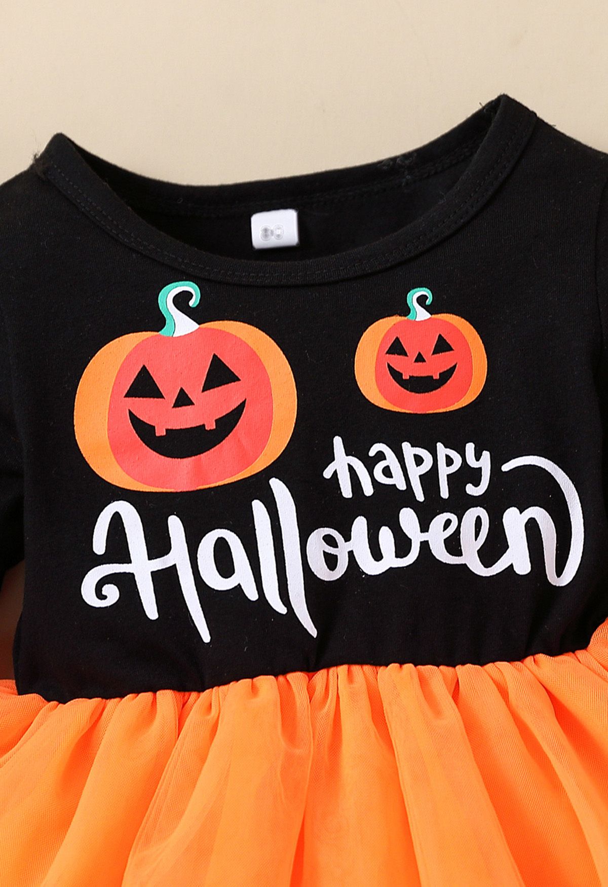 Toddlers Happy Halloween Pumpkin Spliced Tulle Dress