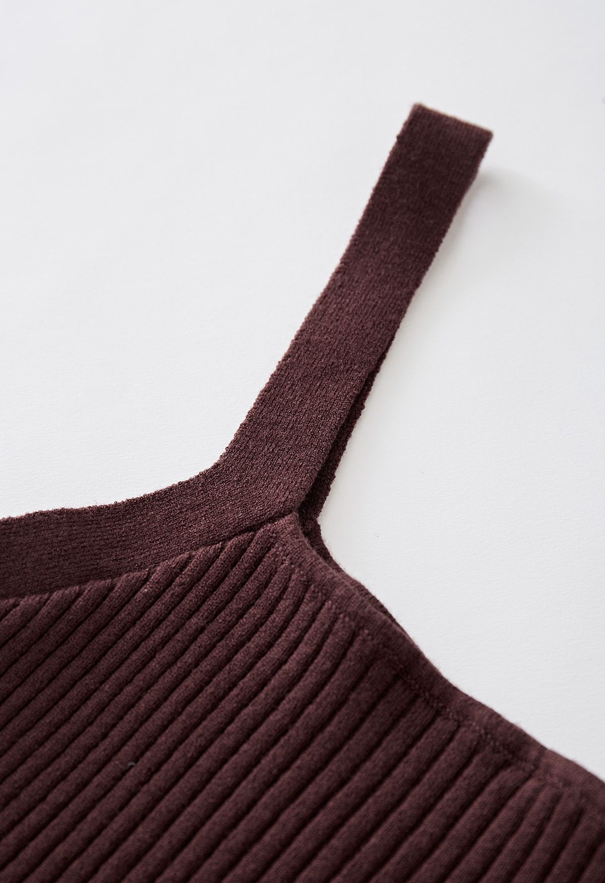 Ultra-Soft Ribbed Cami Knit Cropped Top in Brown - Retro, Indie and ...