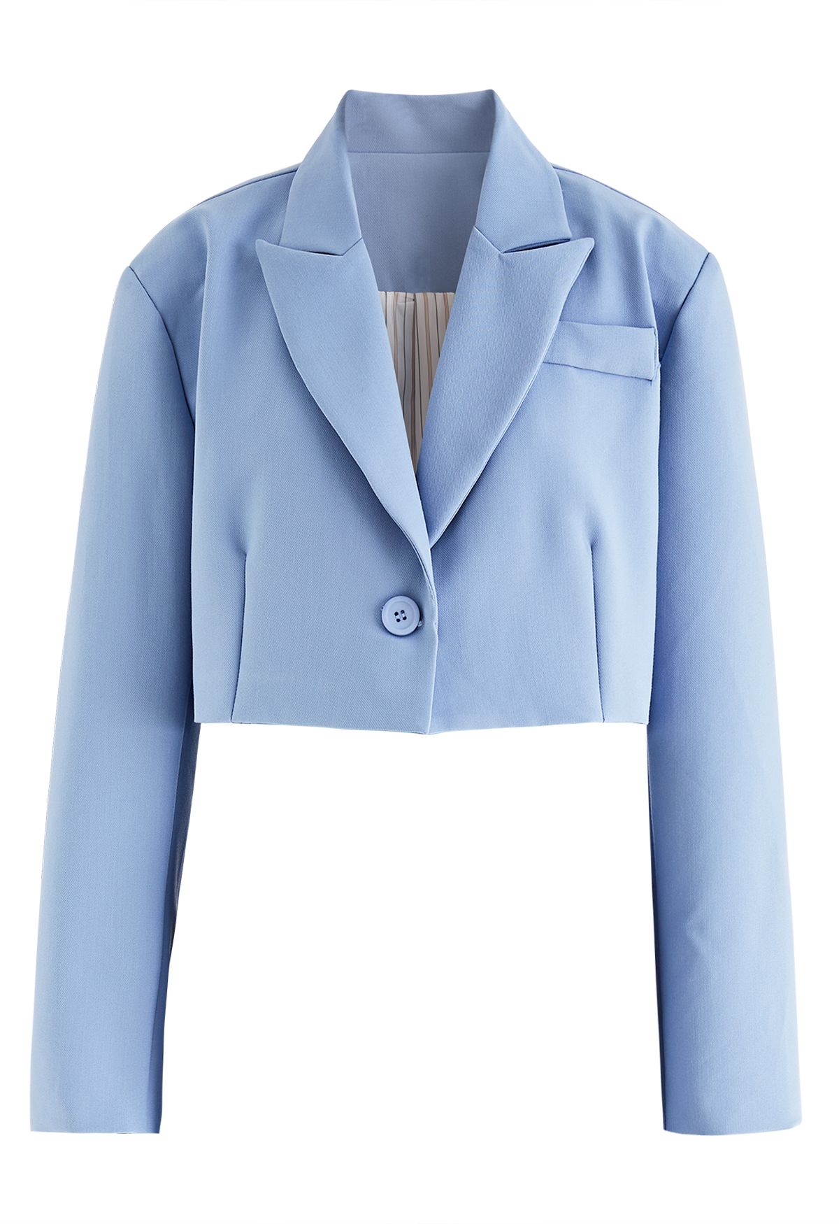 Fascinating Notch Lapel Cropped Blazer in Blue - Retro, Indie and ...