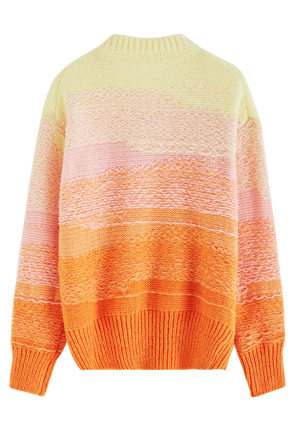Sunset Ombre V-Neck Chunky Knit Sweater