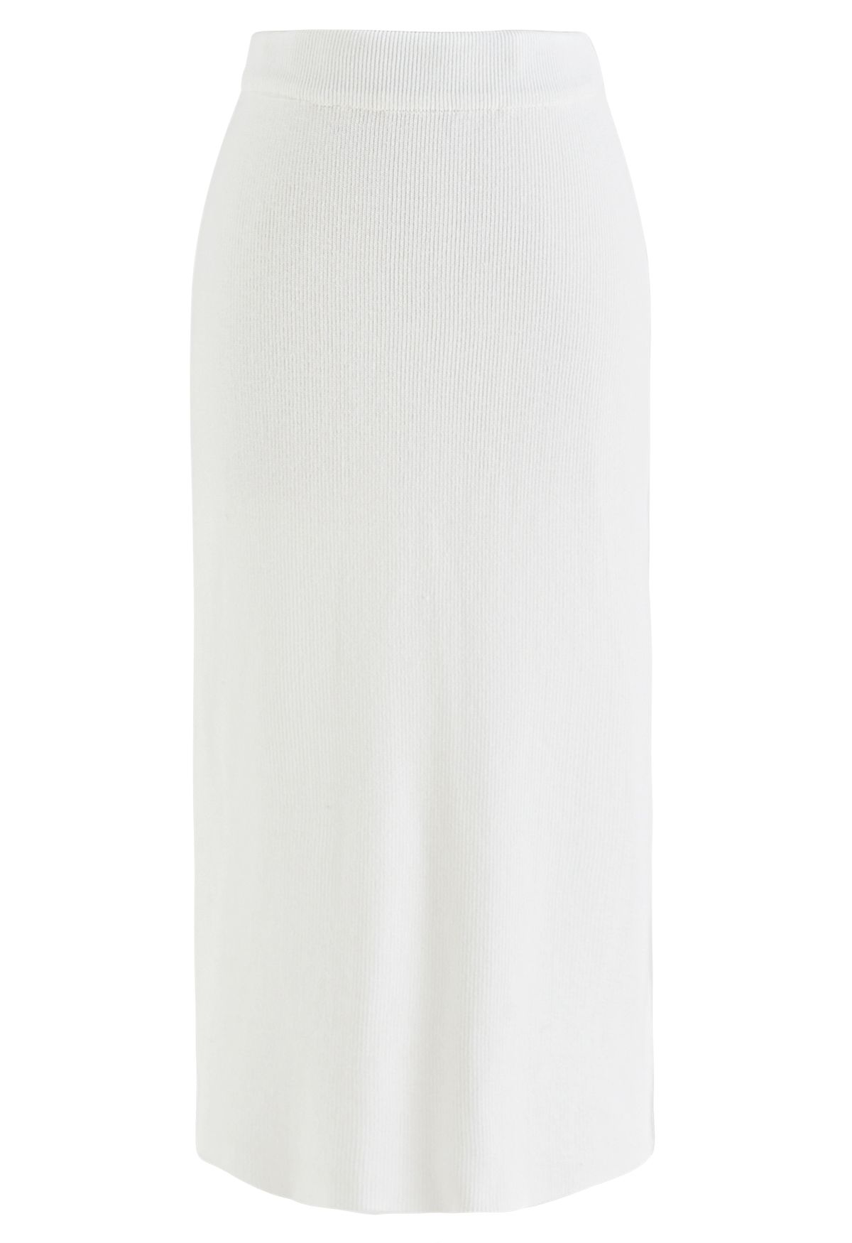 Comfy Ribbed Knit Top and Midi Skirt Set in White - Retro, Indie and ...
