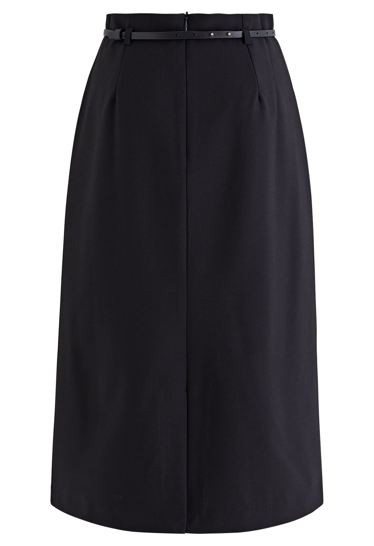 Flap Front Belted Midi Skirt in Black - Retro, Indie and Unique Fashion