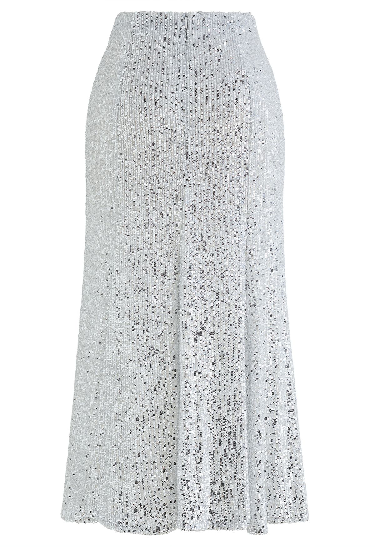Glitter Sequins Trim Mermaid Midi Skirt in Silver - Retro, Indie and ...