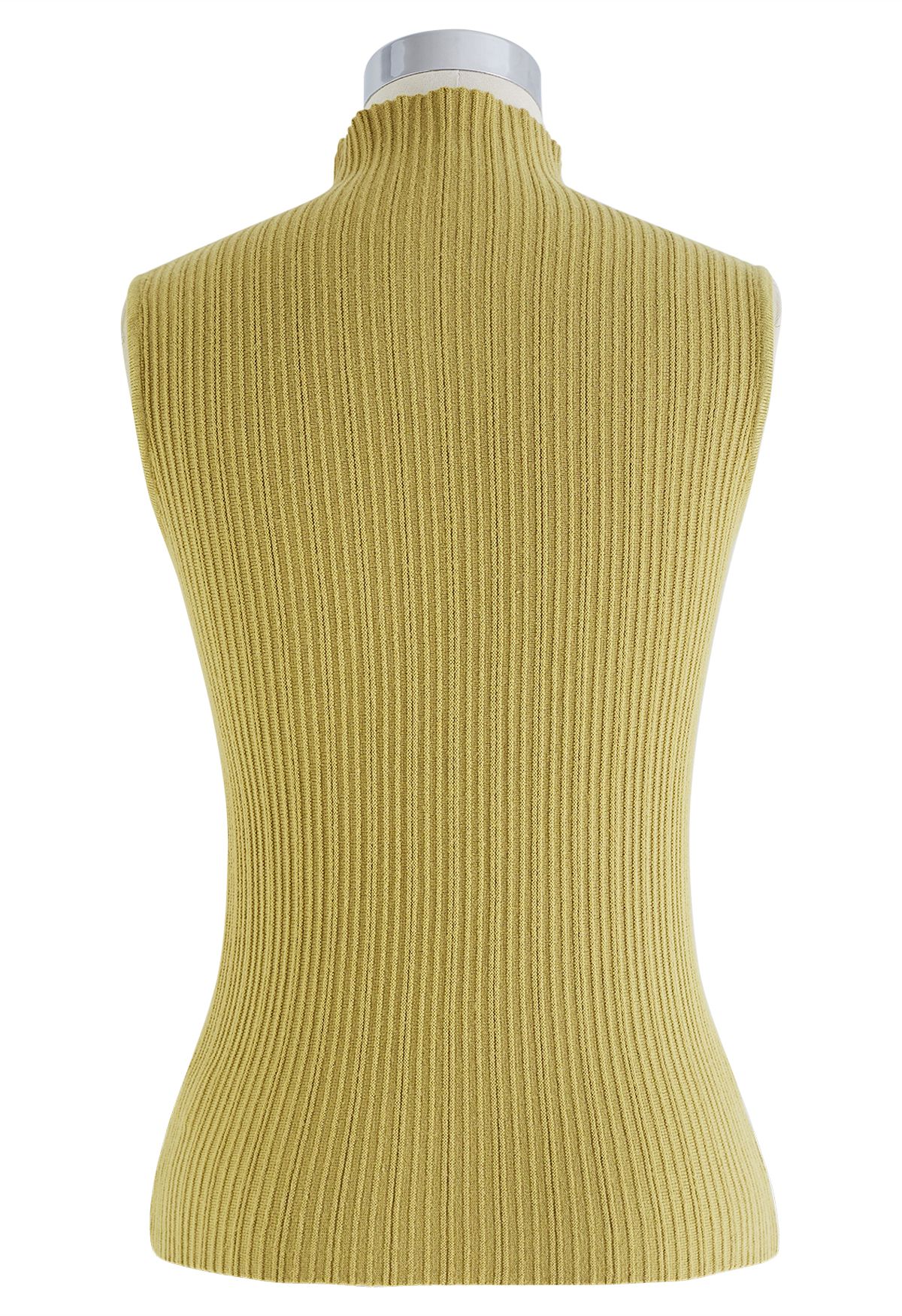 Mock Neck Sleeveless Textured Knit Top in Mustard