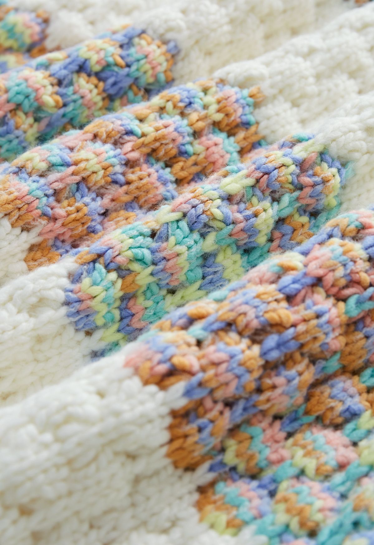 Colorful Stripe Embossed Chunky Knit Cardigan